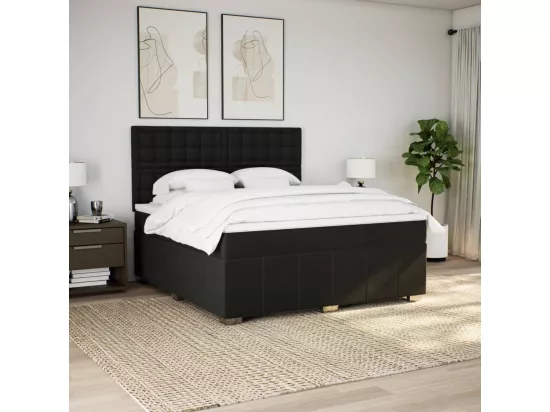 Sommier à lattes de lit avec matelas Noir 180x200 cm Tissu