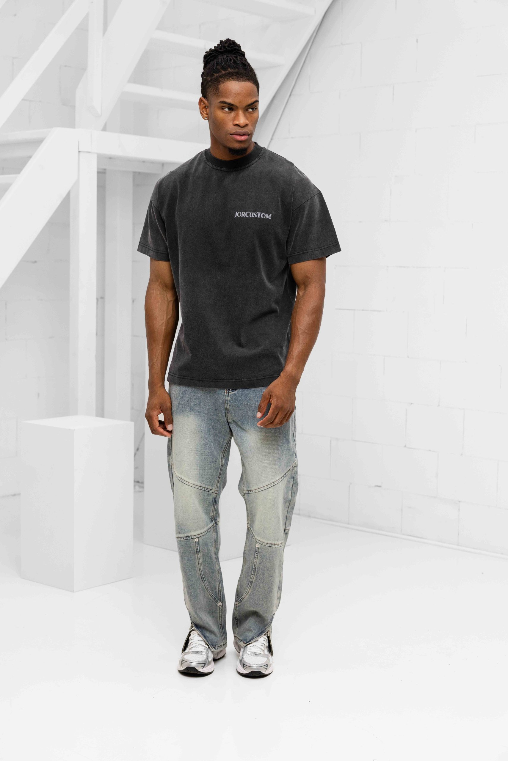 Jorcustom Ribbon Loose Fit T-Shirt Heren Grijs