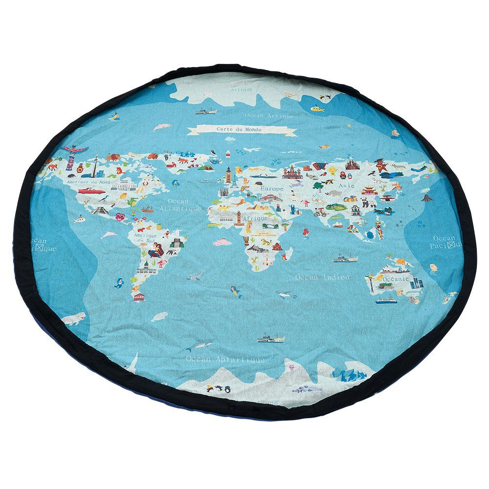 Tapis enfant 2 en 1 : tapis de jeu double face et sac de rangement