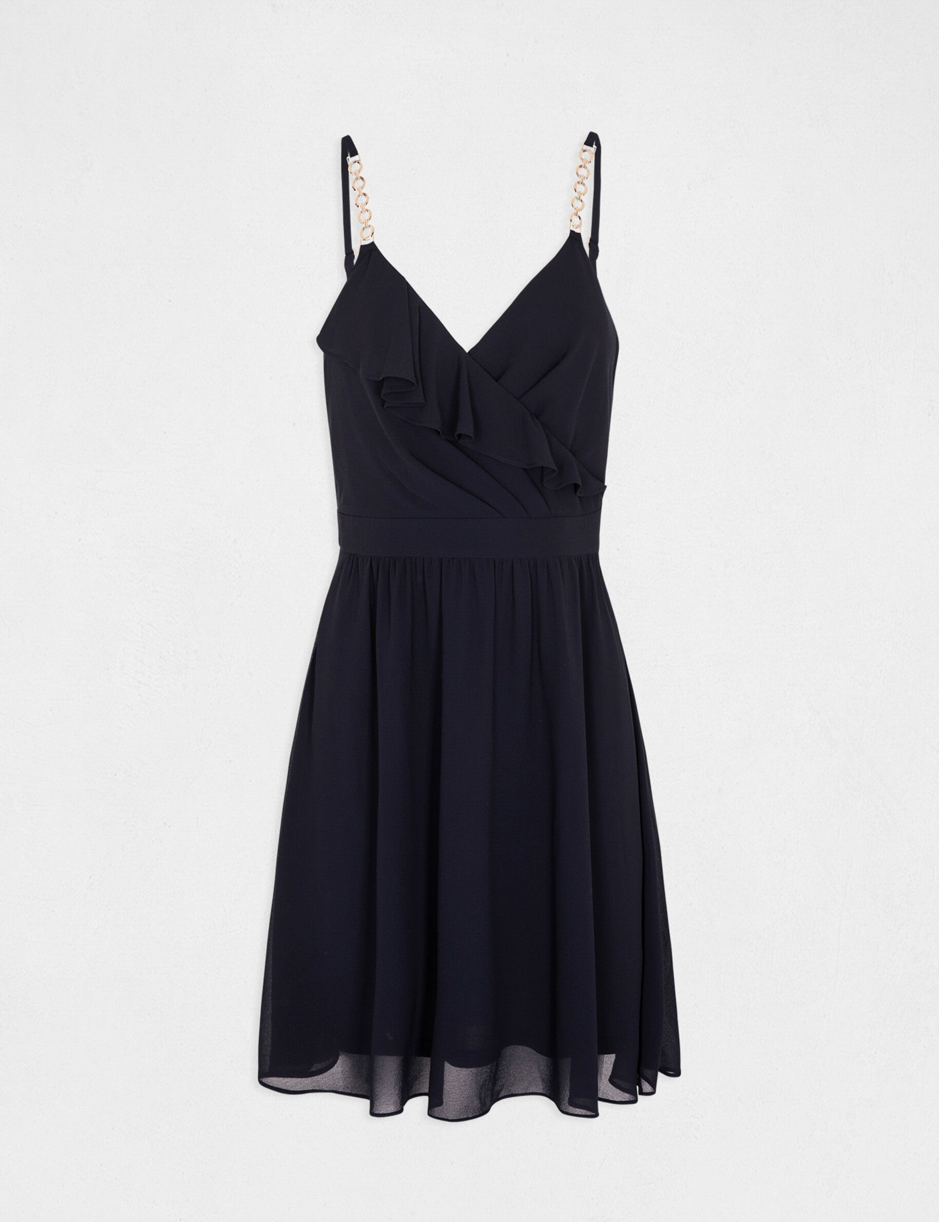 Robe patineuse avec col cache-coeur marine femme - marine