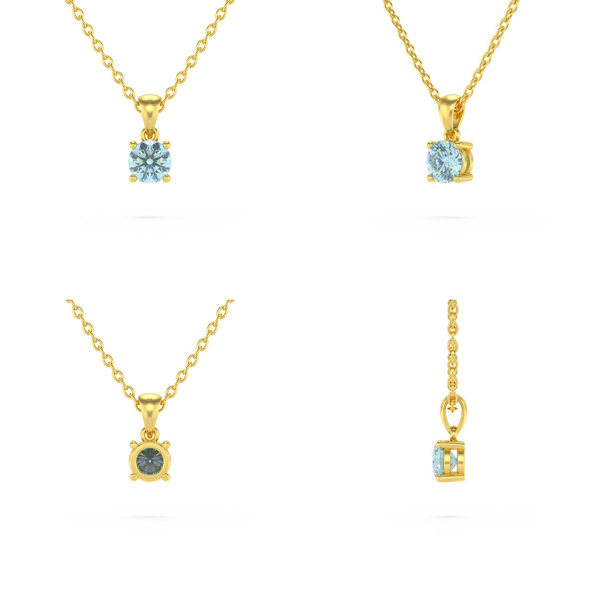 Collier Pendentif ADEN Or 585 Jaune Aigue-Marine Chaine Or 585 incluse 0.23grs