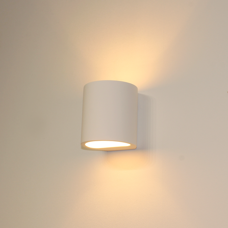 Artdelight Wandlamp Plaster Rond Wit 11cm Ã