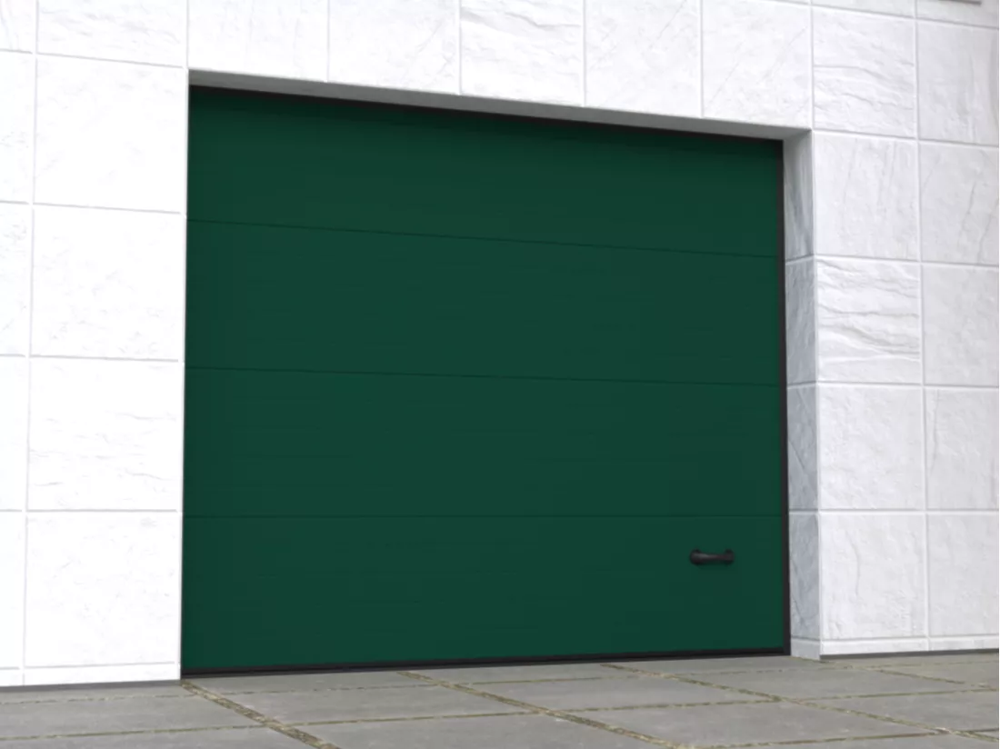 Porte de garage sectionnelle sur mesure rainurée verte - METRONIA