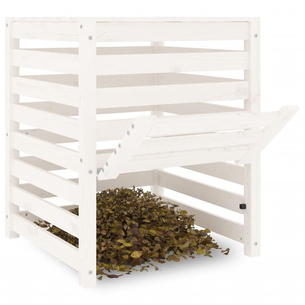 Composteur blanc 63,5x63,5x77,5 cm bois massif de pin
