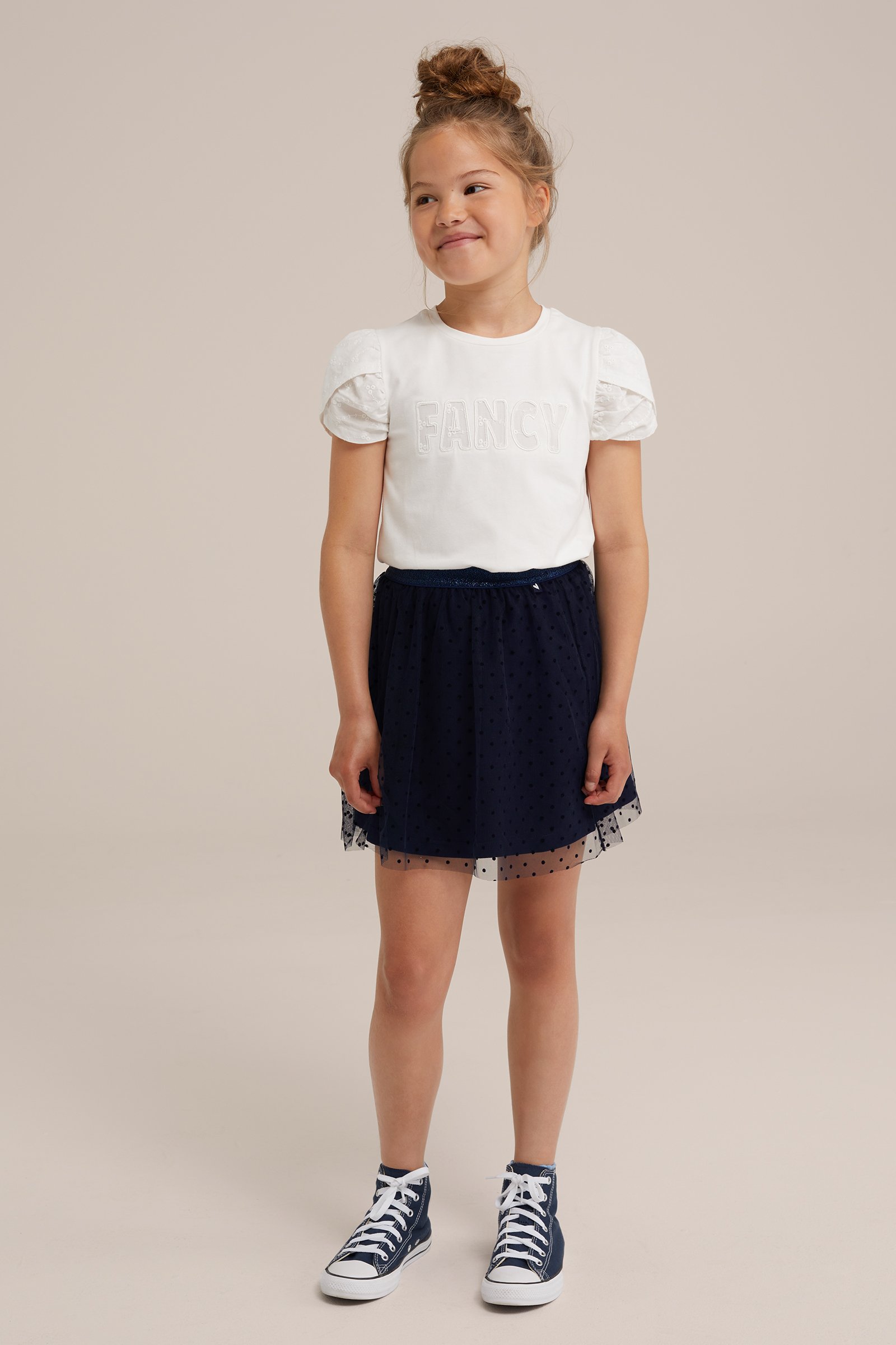 Meisjes tulerok met dessin WE Fashion Donkerblauw