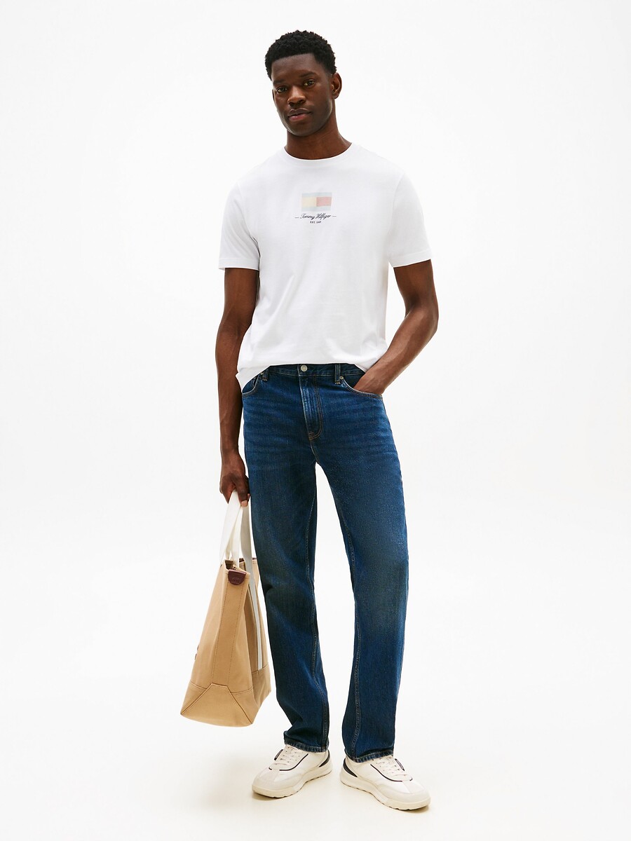 TOMMY HILFIGER<br>Camiseta de manga curta com bandeira do logotipo