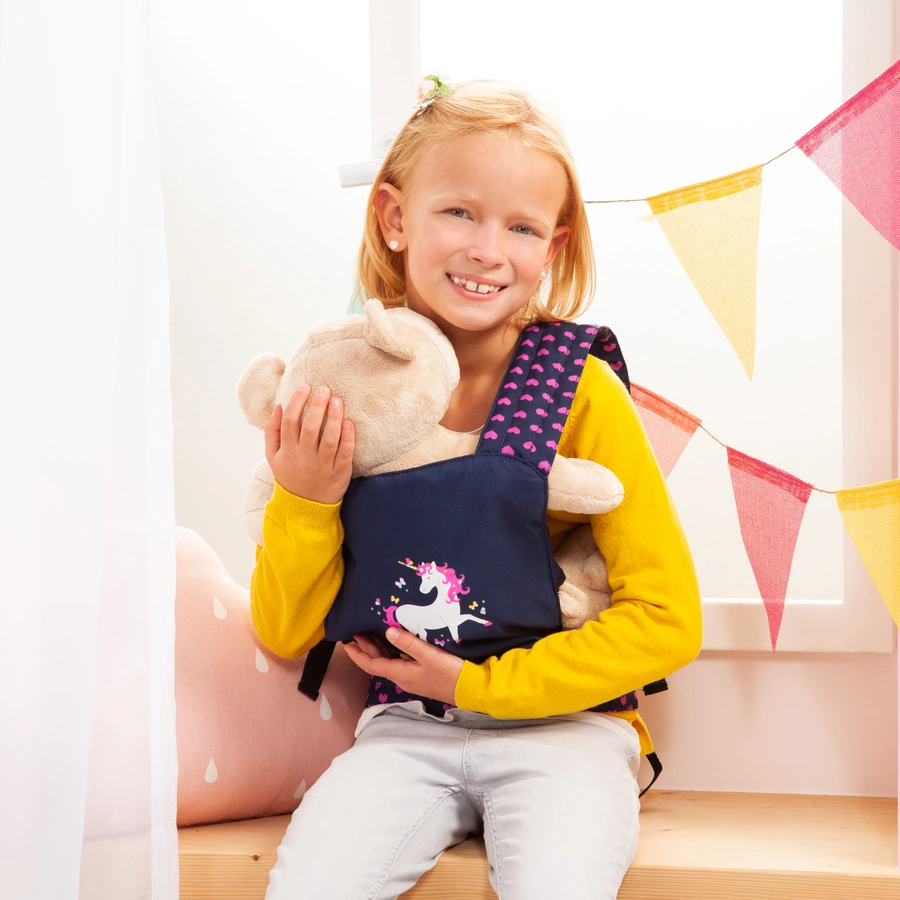 bayer Design Puppen-Tragegurtblau, mit Einhorn