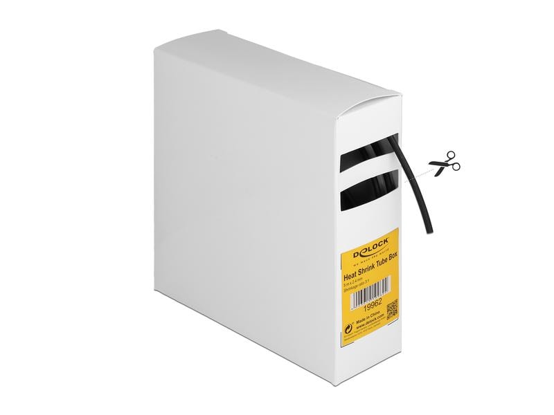 Delock Schrumpfschlauch Box mit Innenkleber, 5 m x 2.4 mm Delock Schrumpfschlauch Box, mit Innenkleber, Schrumpfungsrate 3:1, 5 m x 2.4 mm schwarz