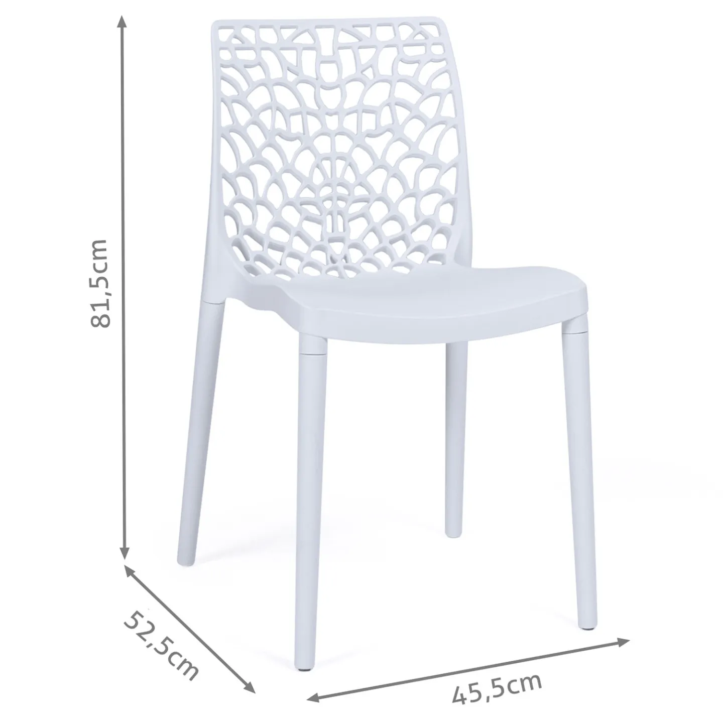 Lot de 6 chaises de jardin  ALYSSA en polypropylène nid d'abeille blanc