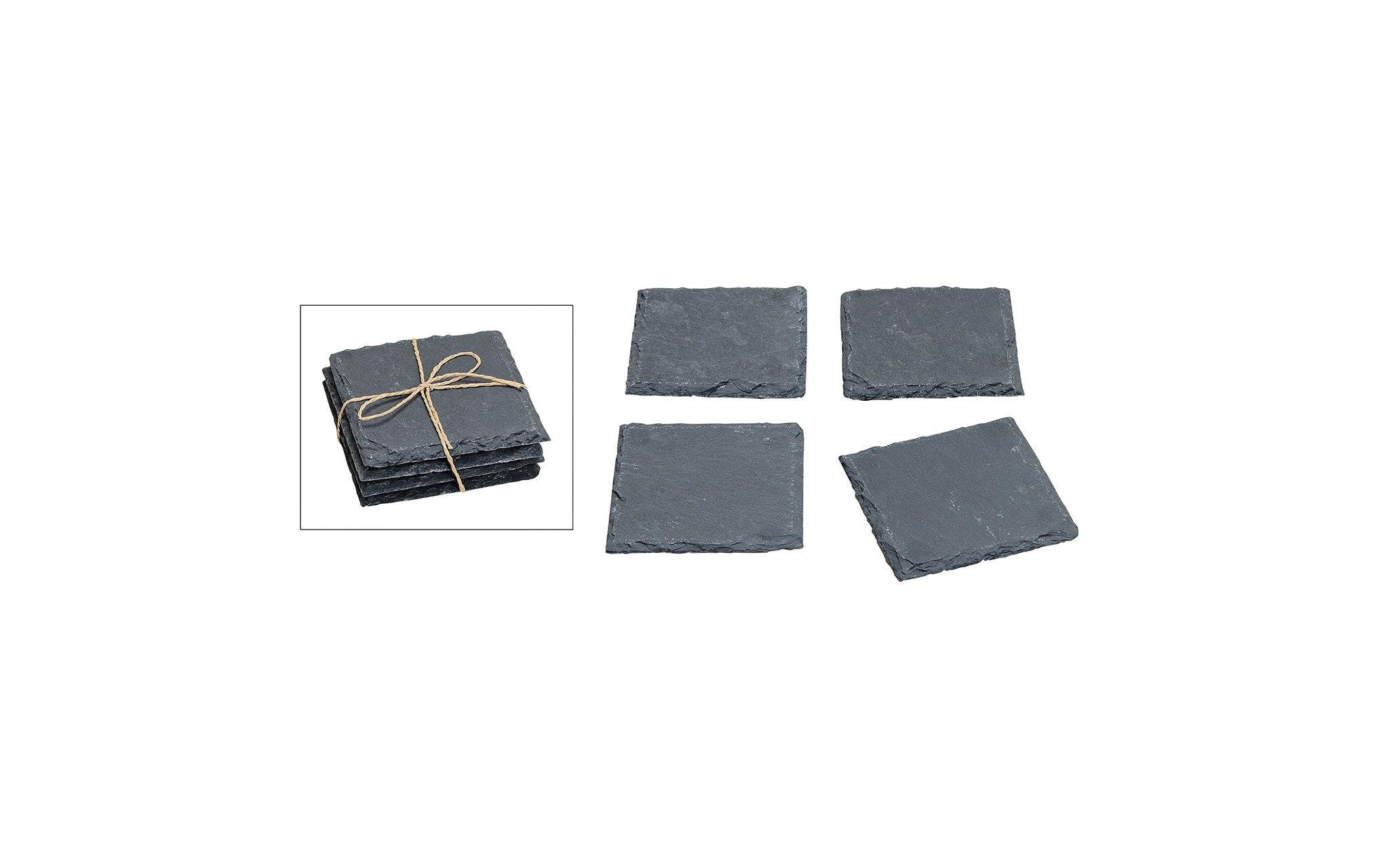 Glasuntersetzer 10 cm, 4 Stück, GrauUntersetzer für Trinkgläser