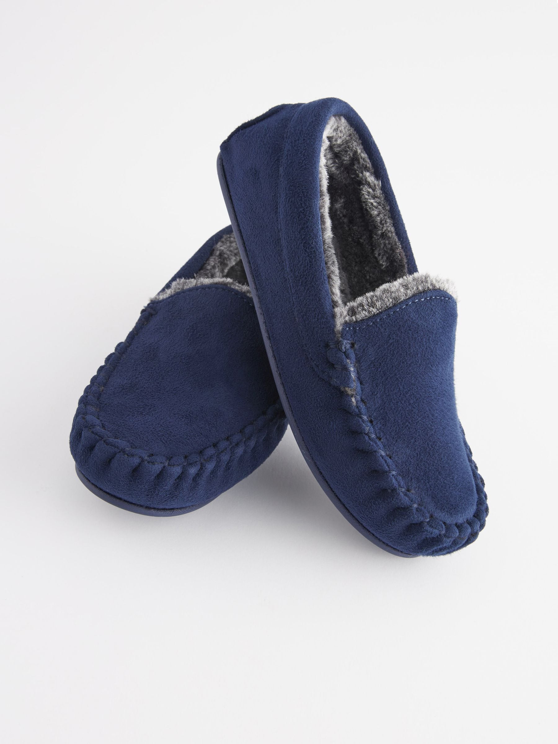 Donkerblauw - Behaaglijke pantoffels met mocassin
