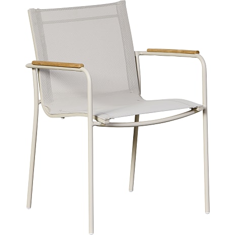 Mood Texteline havestol m. teak armlæn - sandy grey