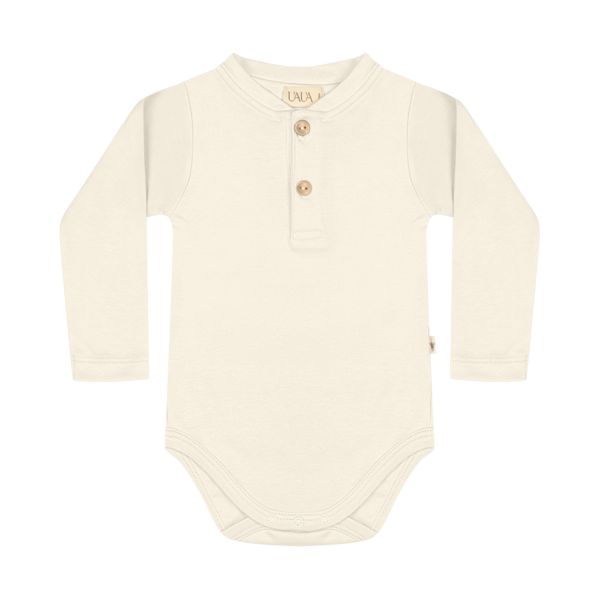 UAUA Onesie Met Knopen / Lange Mouwen - Crema - Newborn