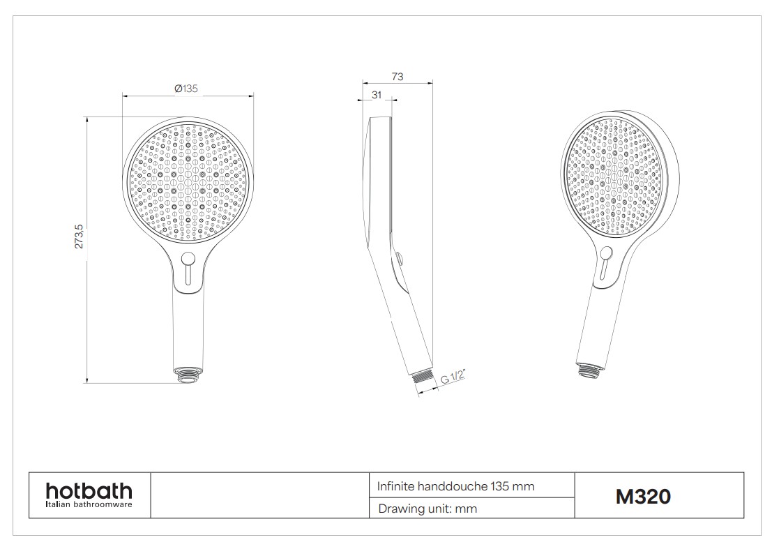 Hotbath Cobber M320 handdouche 13cm wit mat
