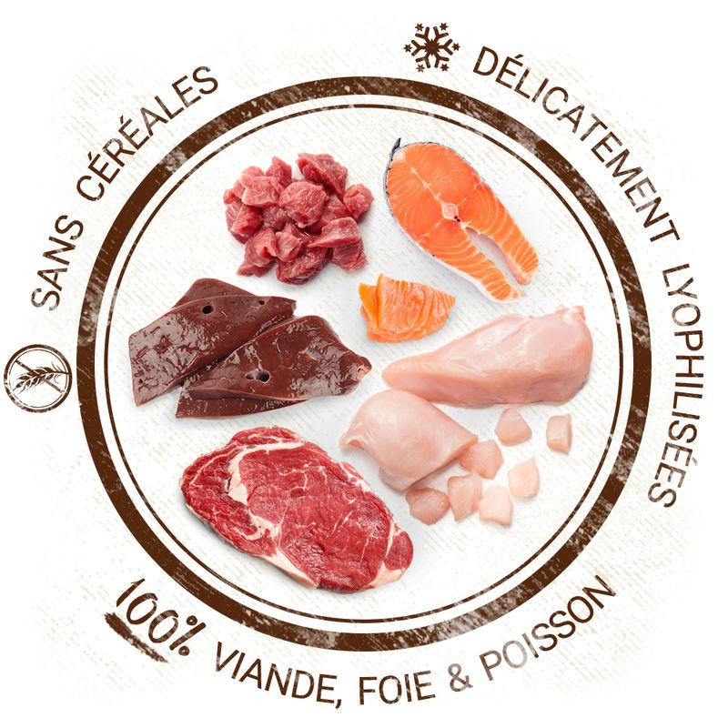 Friandises lyophilisées Purizon, poulet & poisson - sans céréales