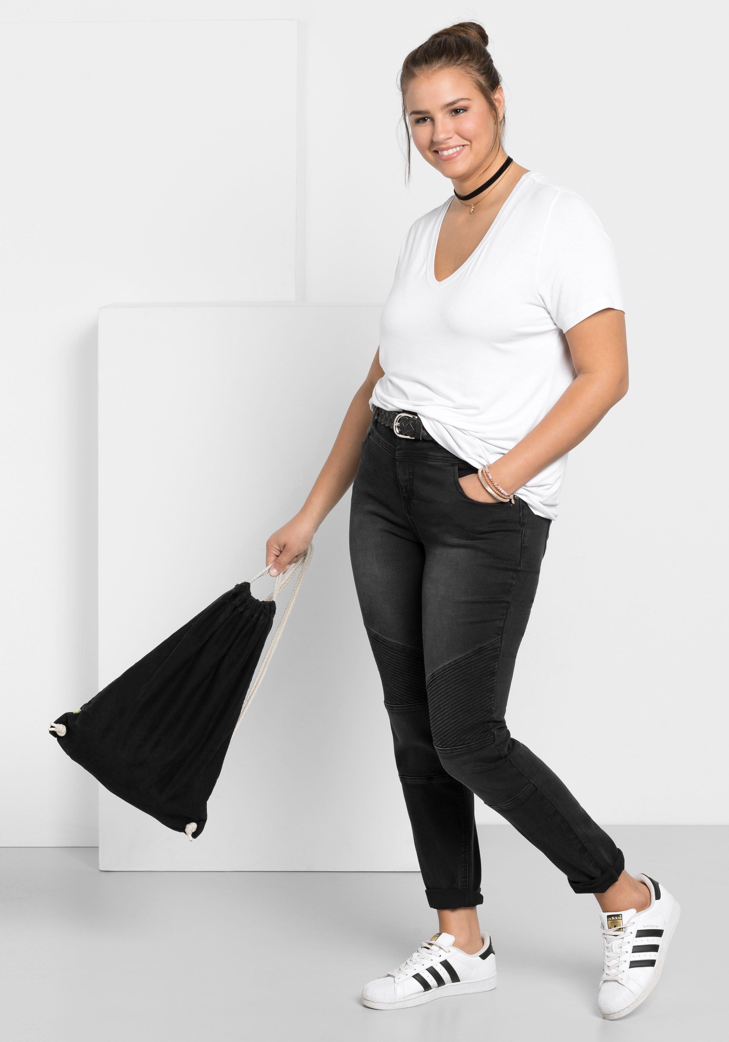 Skinny Power-Stretch-Jeans im Biker-Look
