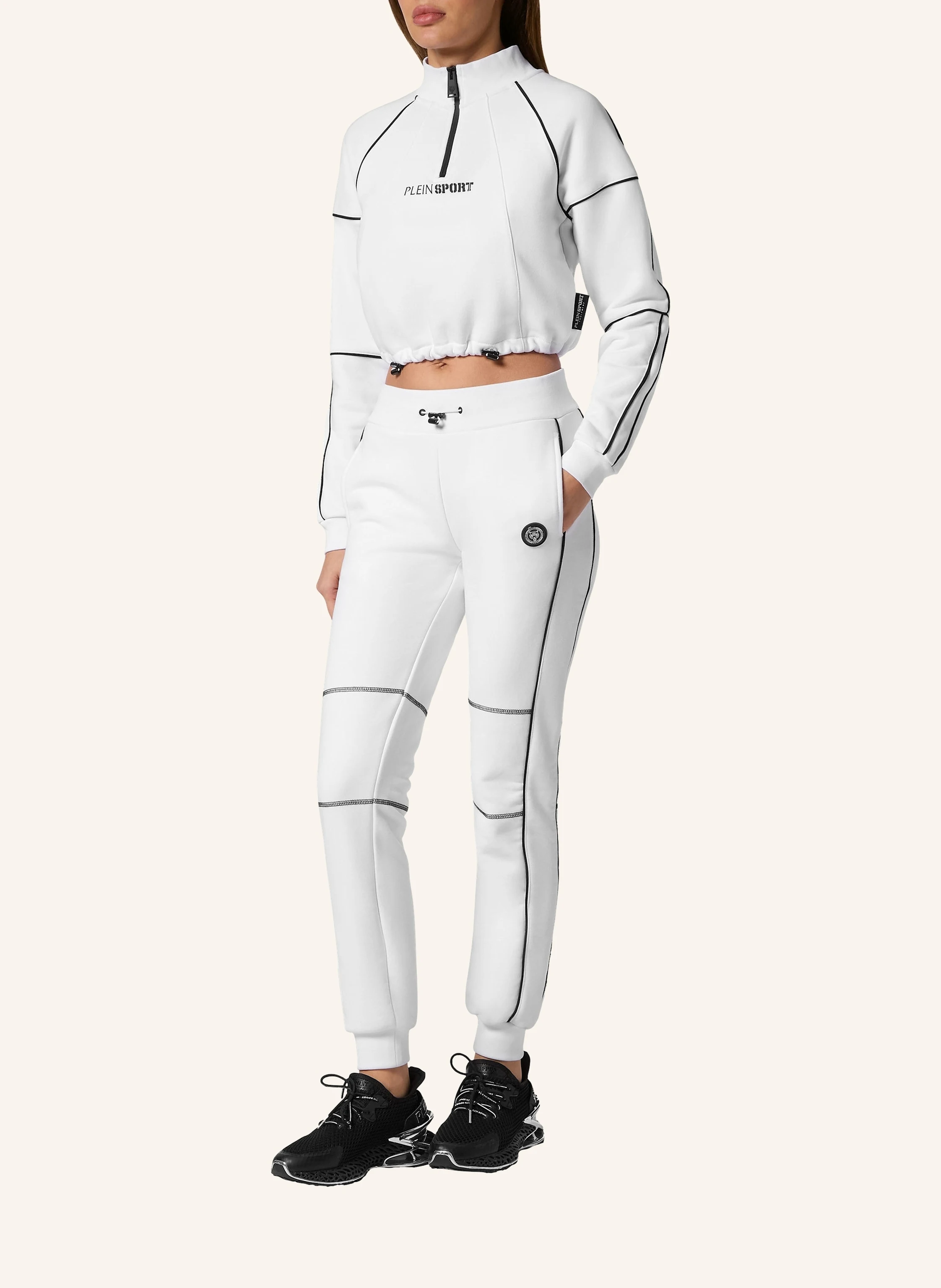 PLEIN SPORT Cropped Sweatjacke mit Kapuze
