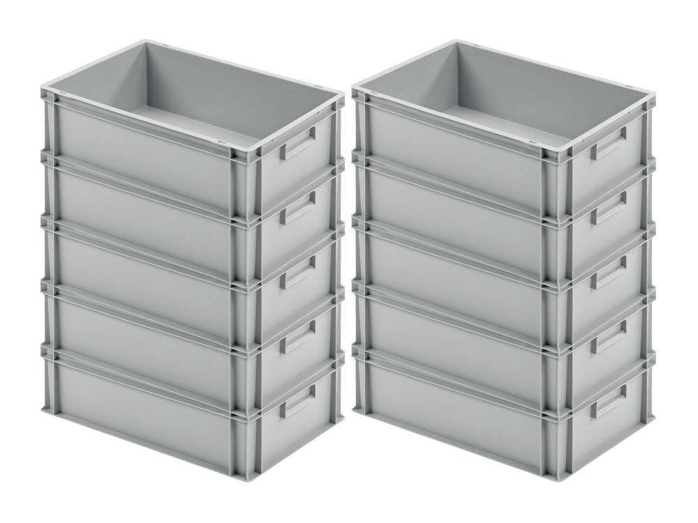 PROREGAL Eurocontainer met gesloten handgreep HxBxD 17,5 x 40 x 60 cm 30 liter Grijs Eurobox Transportbox Transportcontainer Stapelbak