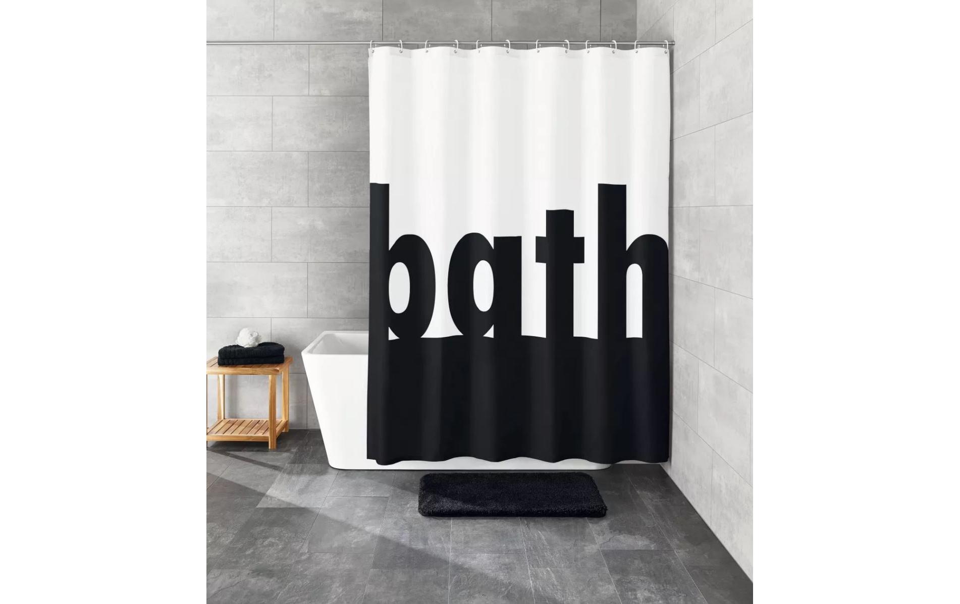 Duschvorhang Bath 180 x 200 cm, Schwarz/WeissDuschvorhang aus Polyester