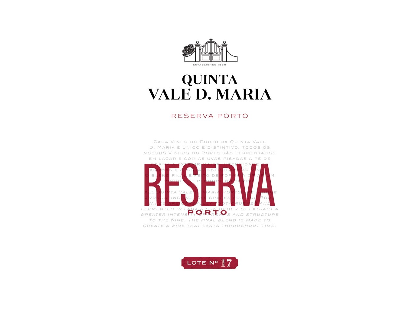 VINHO DO PORTO QUINTA VALE DONA MARIA RUBY RESERVA 0.75L