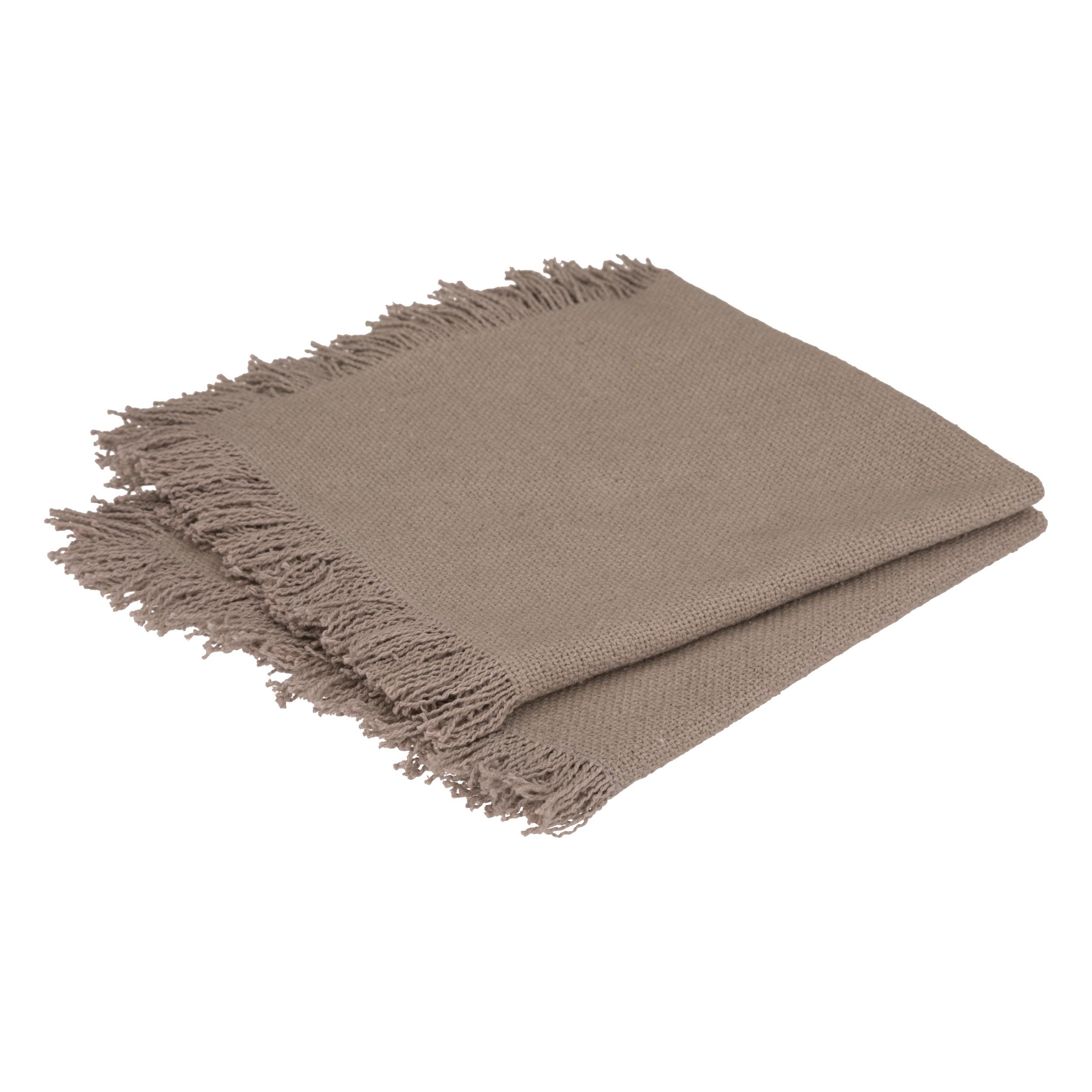 SERVIETTE COTON FRANGE MAHA GRIS 40X40CM X2 PIECES