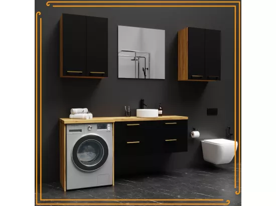Armoire Salle de Bain au-dessus de la Machine à Laver Sèche-Linge Colonne Étagère Intégrée Appareils Électroménagers Chêne Craft