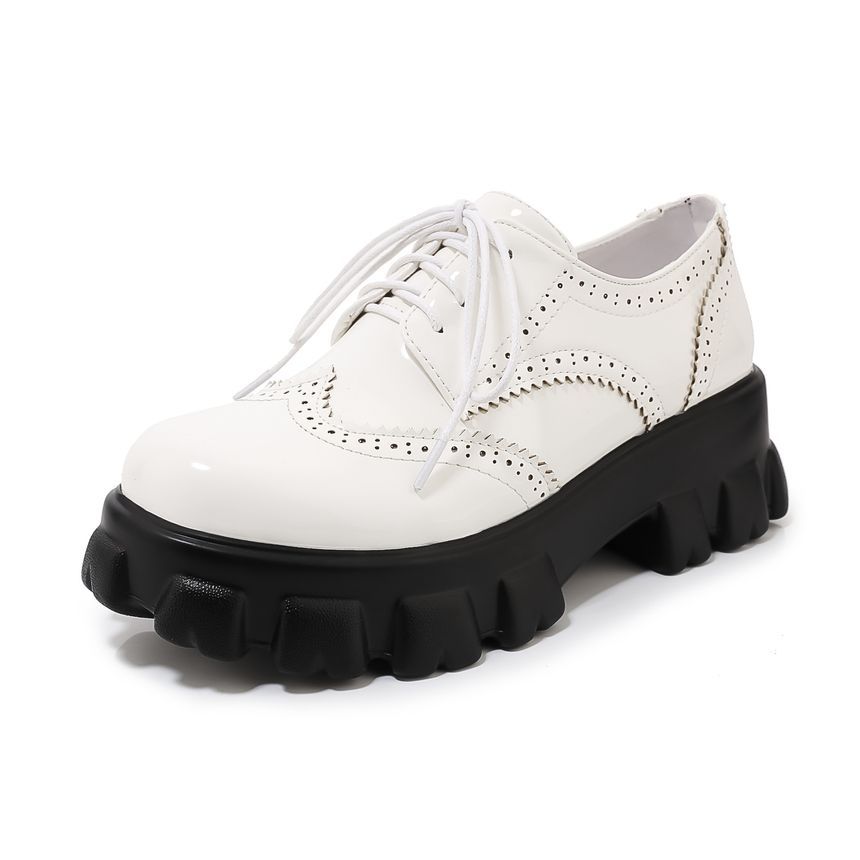 Megan - Platform Patent Veterschoenen Wingtip Brogue Schoenen