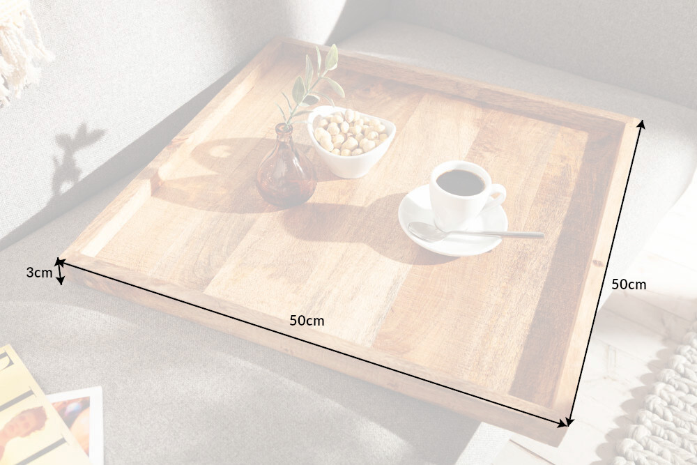 Massives Tablett MAKASSAR 50cm Mangoholz Servierbrett