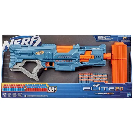 Nerf Elite 2.0 Turbine CS-18 motorisierter Blaster, 36 Nerf Darts, 18-Dart Clip-Magazin, Tactical Rails