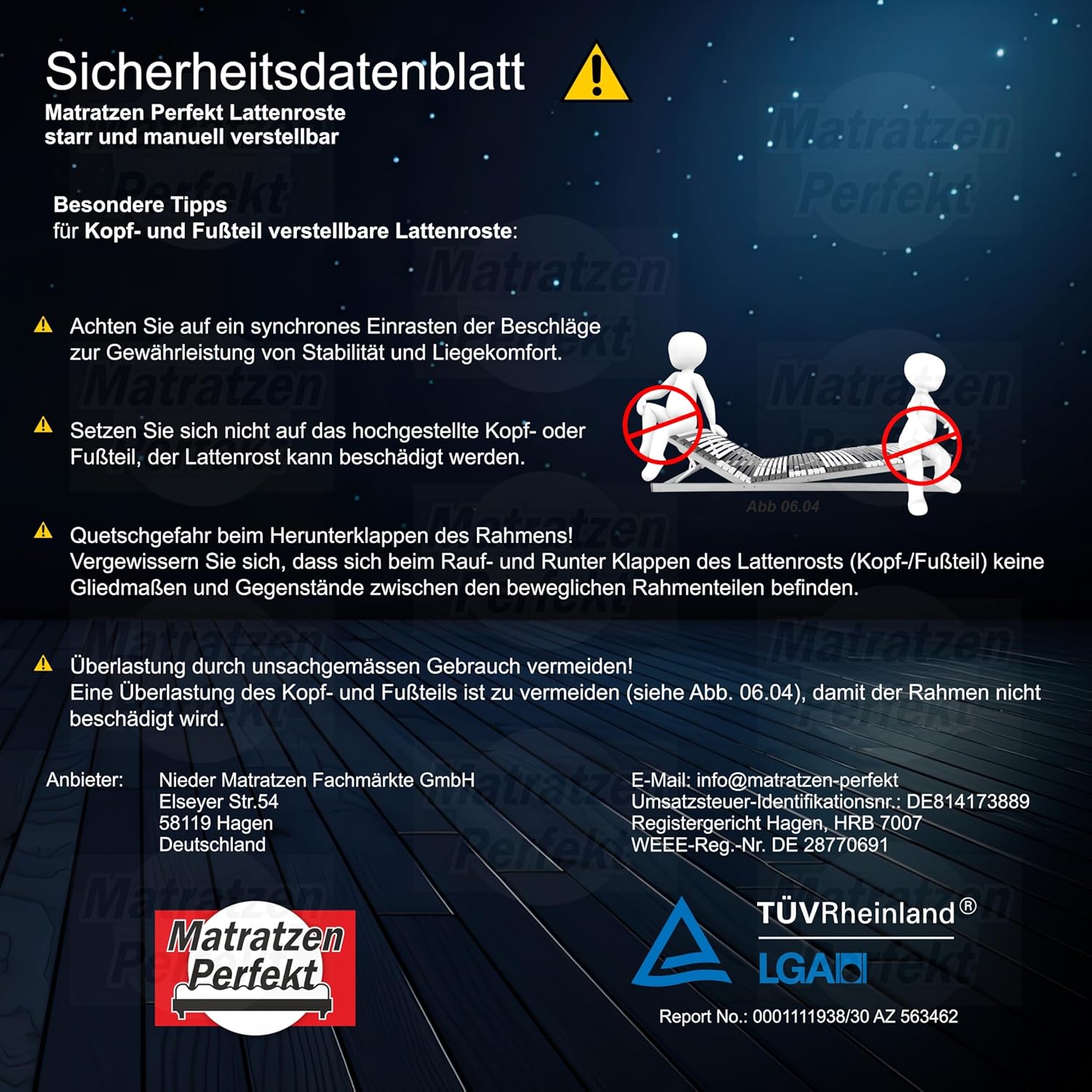Matratzen Perfekt 2er Set Lattenrost 90x200 cm 7-Zonen Rahmen mit Kopf- & Fußverstellung, 44 Leisten, Härteregulierung, orthopädisch, stabil bis 200 kg, Trio-Kautschuklagerung