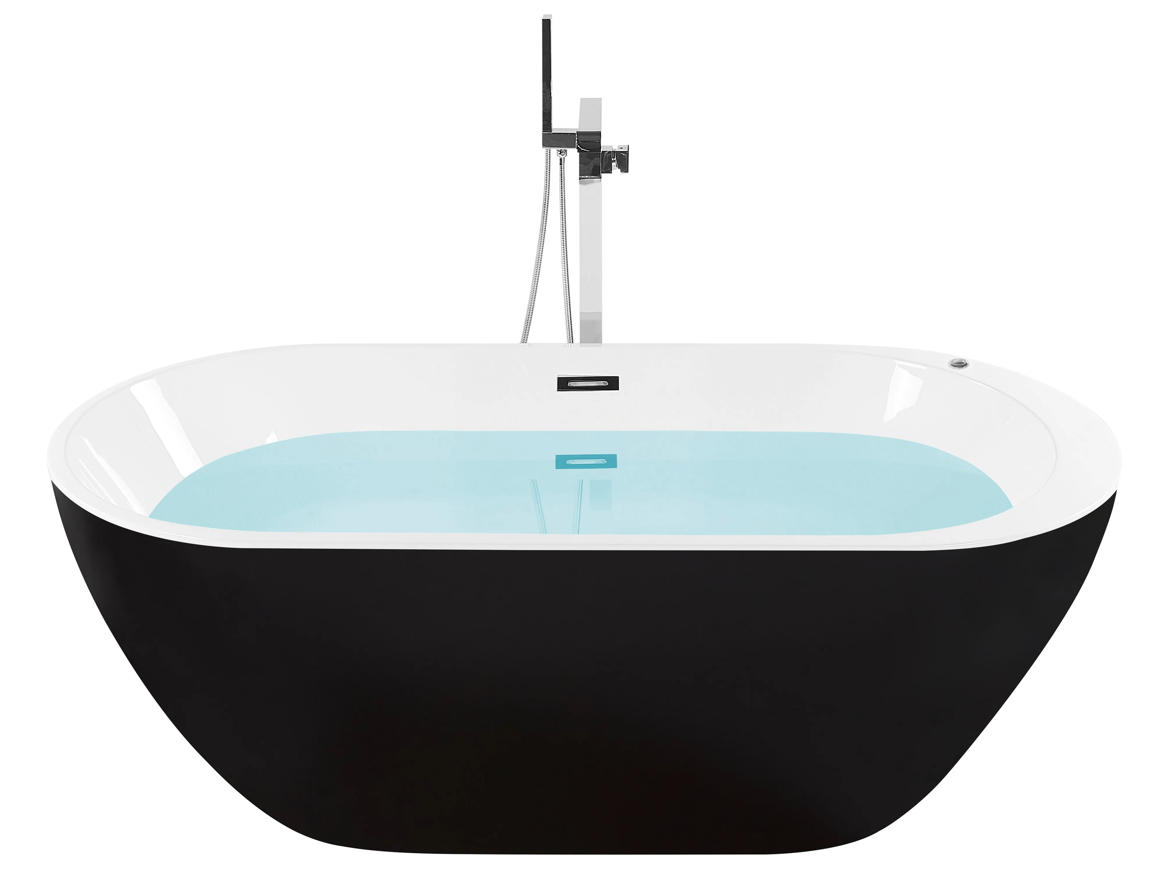 Vrijstaand bubbelbad met LED NEVIS 170 x 80 cm Zwart