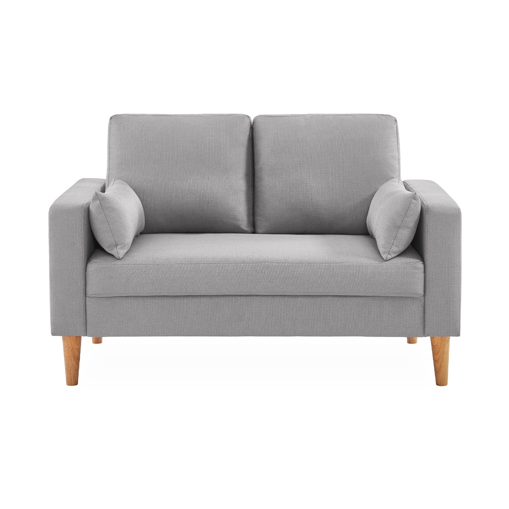 Canapé en tissu gris clair - bjorn - canapé 2 places fixe droit pieds bois. Style scandinave