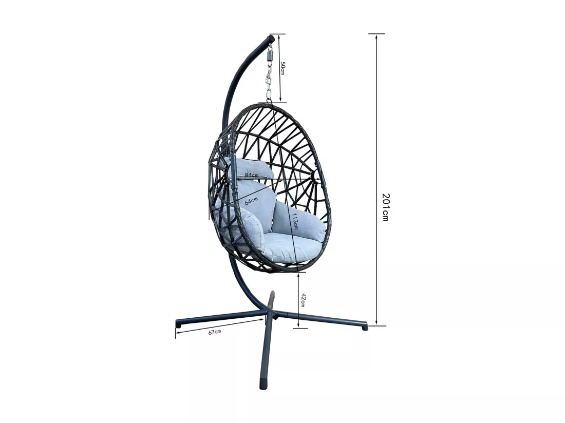 Rebecca Mobili Fauteuil Suspendu Bascule en Polystyrène Gris Pour Maison Jardin