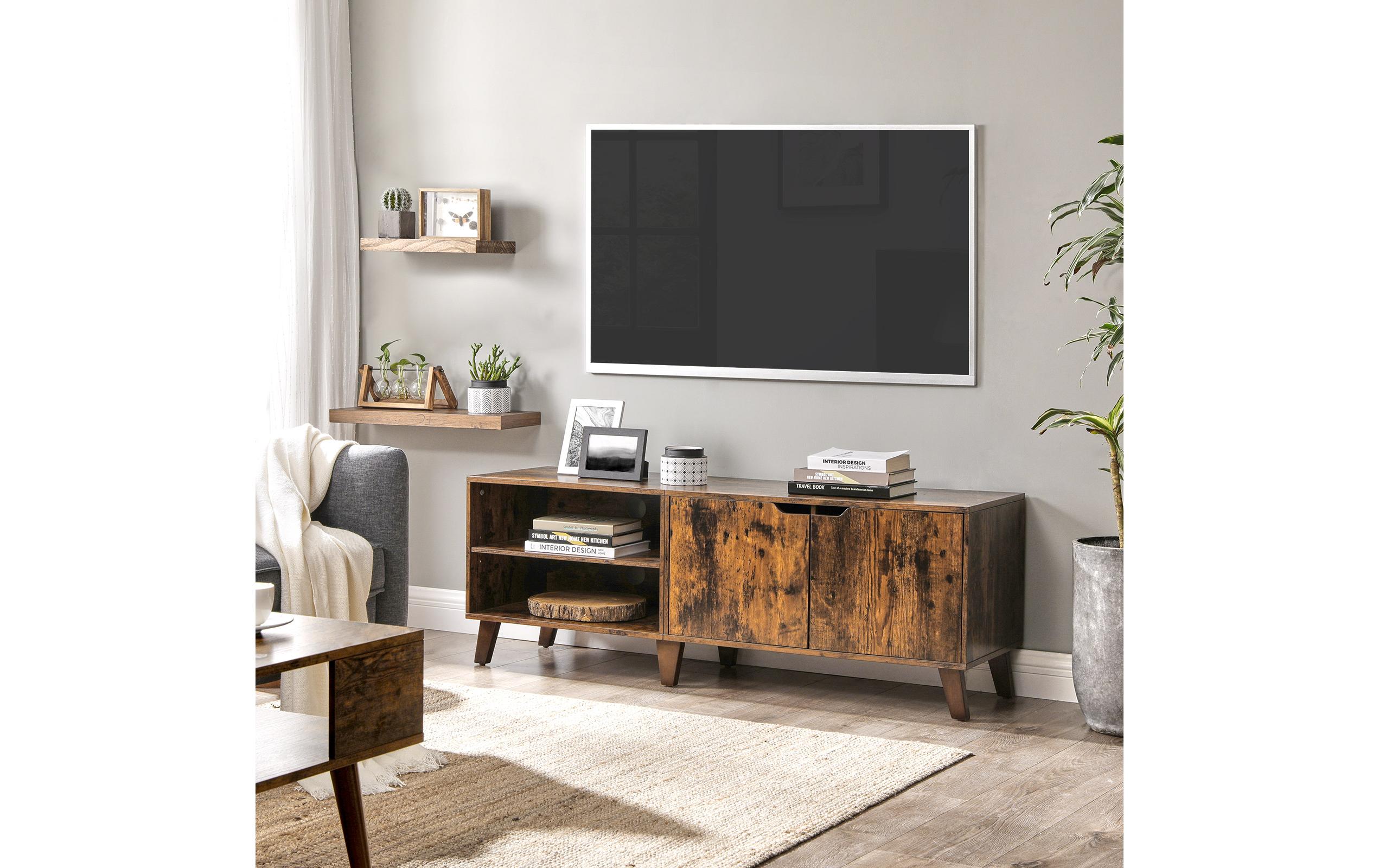 TV-Möbel mit 2 Ablagen 140 x 40 x 50 cm, BraunFernsehtisch