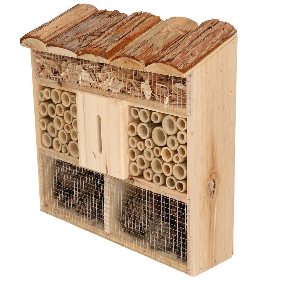 Insectenhotel - voor bijen en vlinders - hout - 30 cm