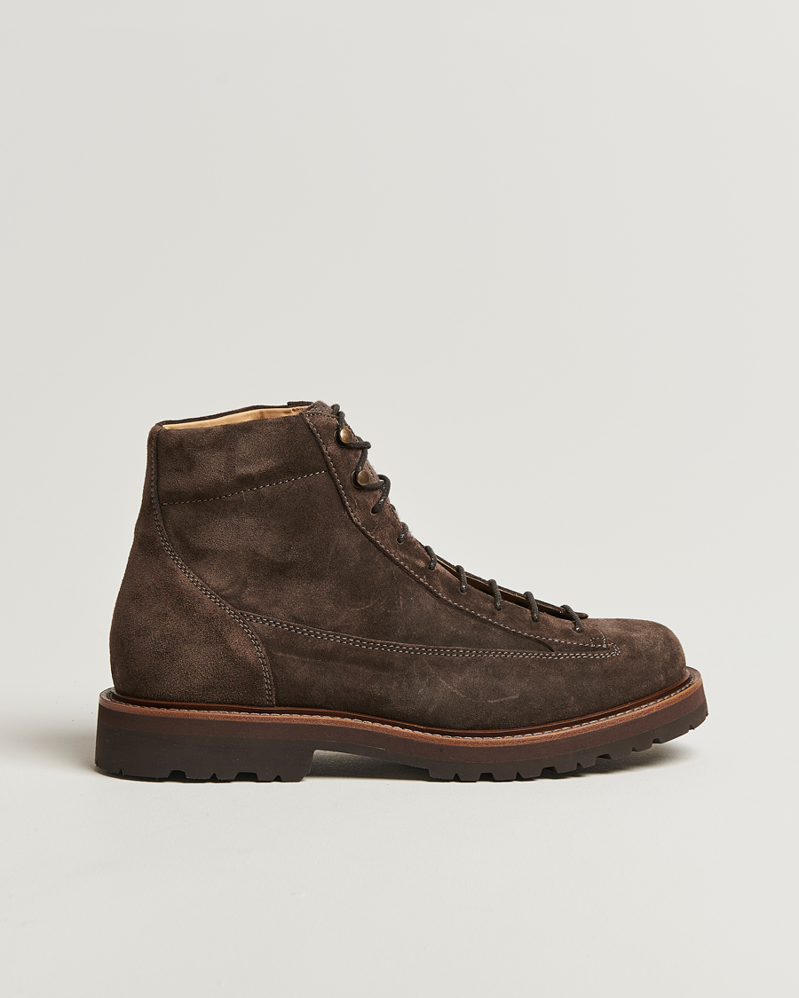 Brunello Cucinelli Lace Up Boots Dark Brown Suede