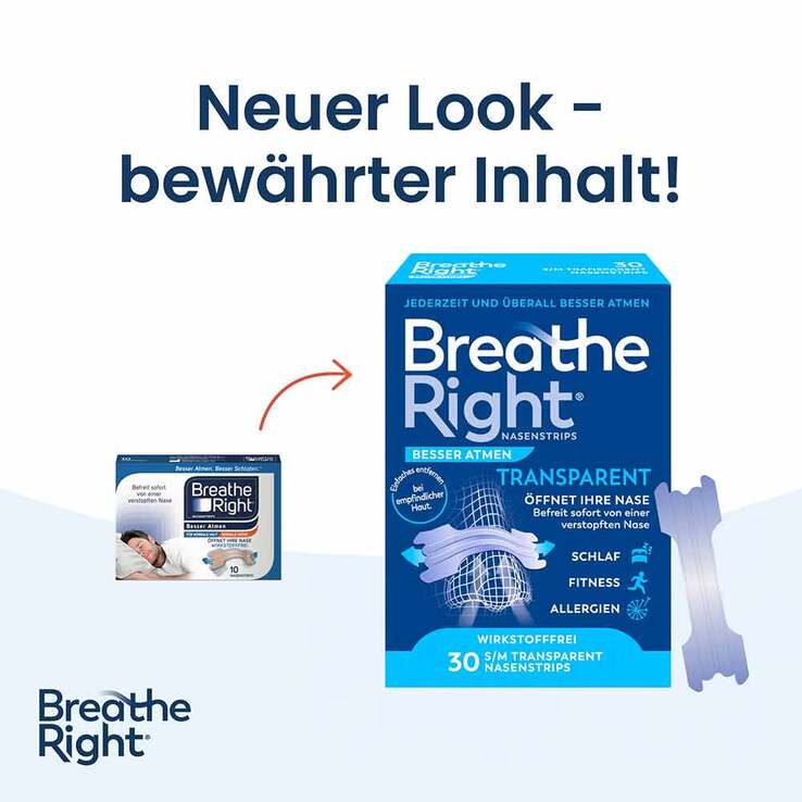Besser Atmen Breathe Right Nasenpflaster normal transparent , 30 St