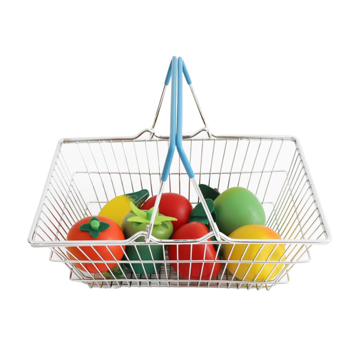 Panier de courses en métal bleu Mercredi et Patati