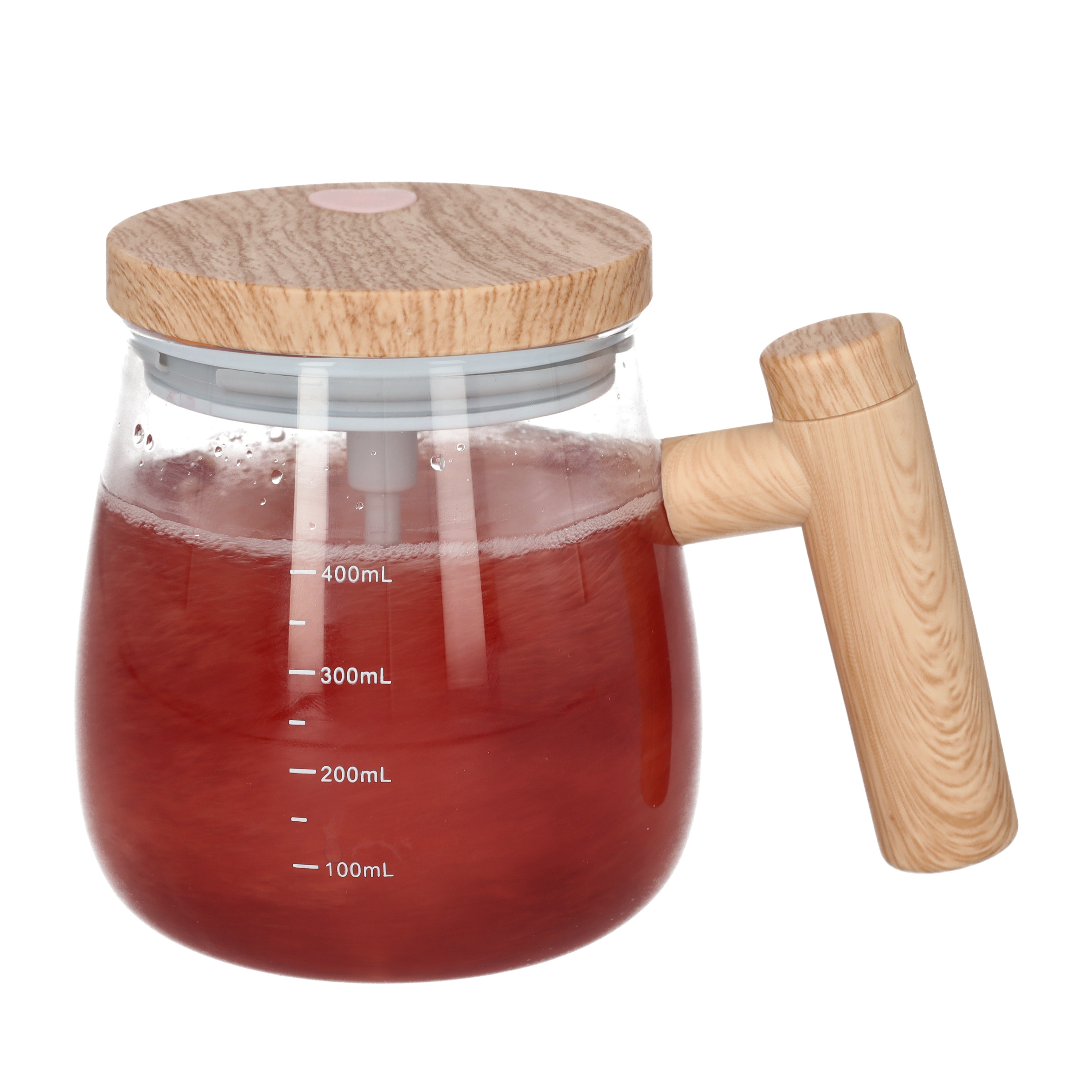 (400ml) Elektrischer Rührbecher Glas Kaffee Tasse Selbstmischende Stirring Mug mit Deckel (Batteriebetrieben) - Transparent