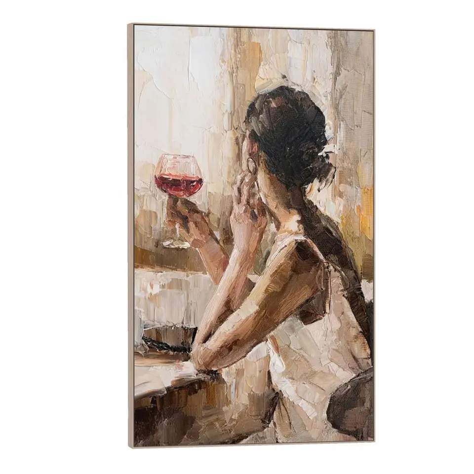 Schilderij Vrouw met wijn - MDF - 118x70 cm