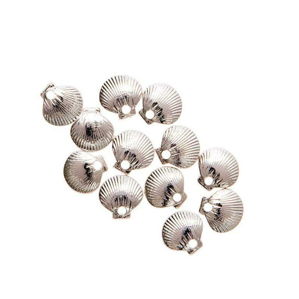 12 perles - mini coquillages - argent