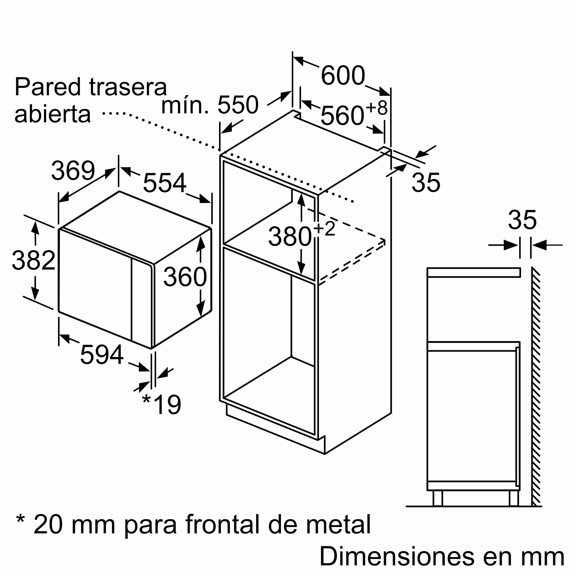 PRODUTO RECONDICIONADO # Micro-ondas de embutir Série 6 59 x 38 cm Preto BEL554MB0-B