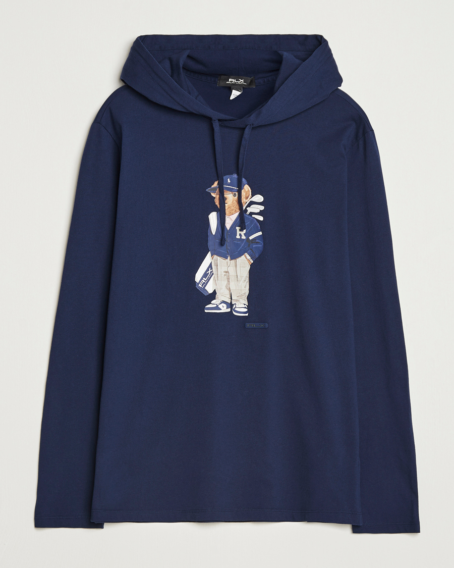 RLX Ralph Lauren Jersey Bear Hoodie Refined Navy