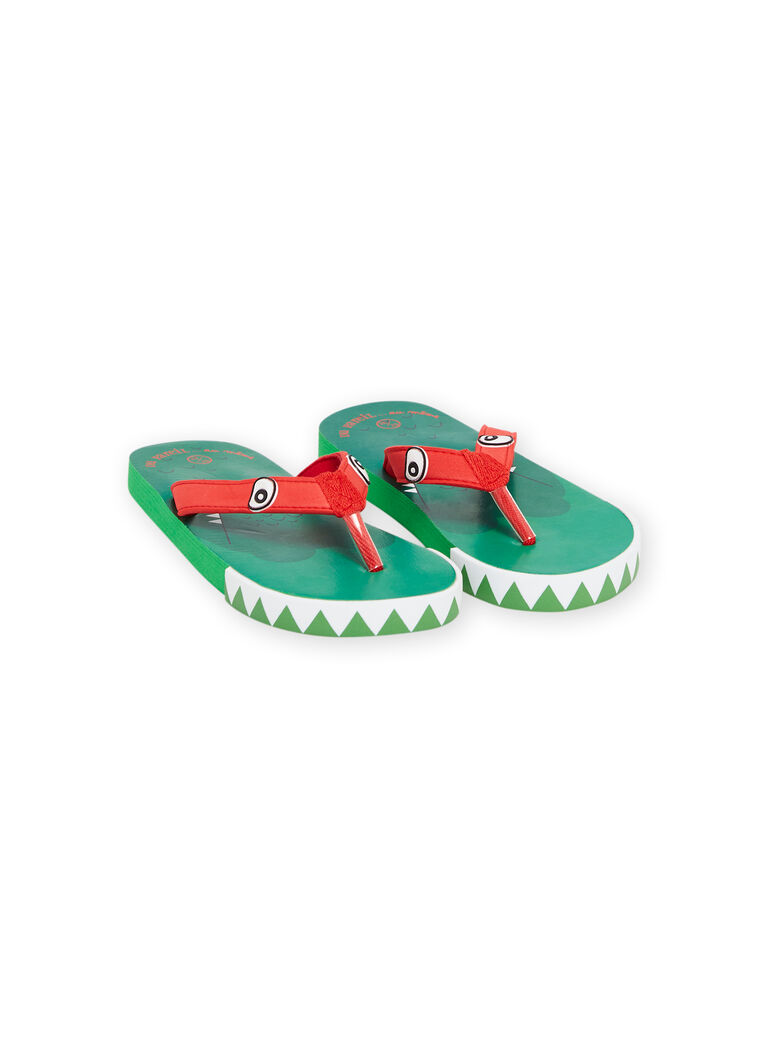 Tongs vertes et rouges à motif crocodile enfant garçon