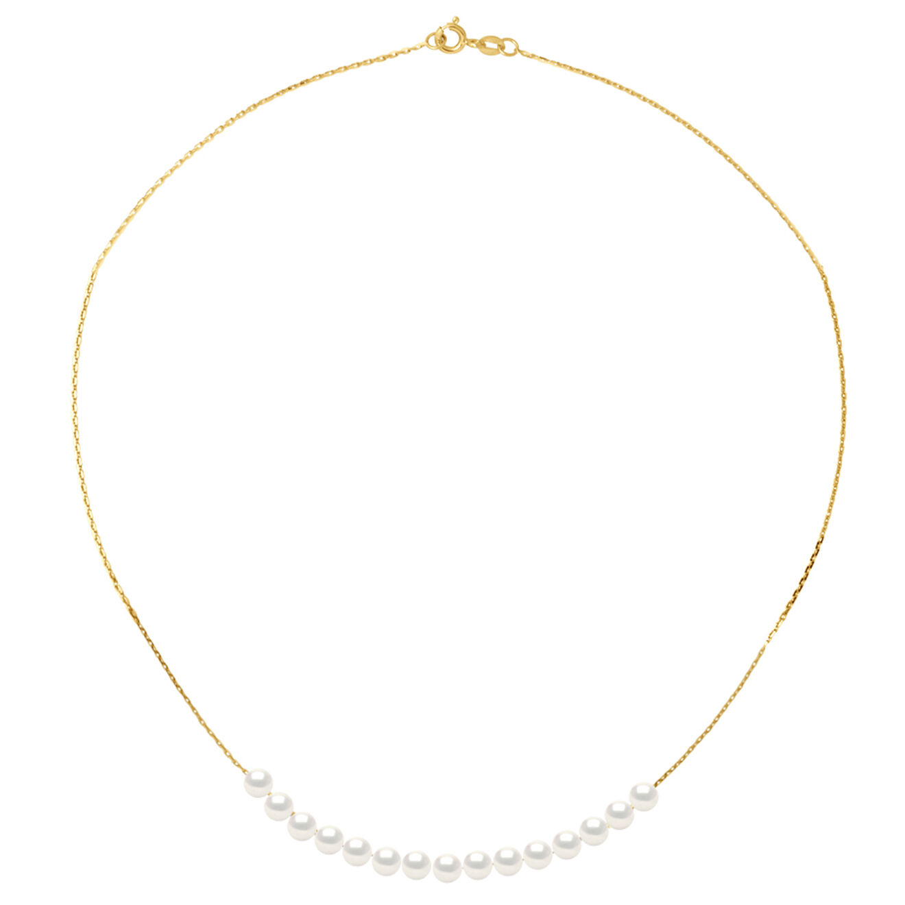 Pearl Addict Collier Or Jaune & Perles d'Eau Douce blanc naturel