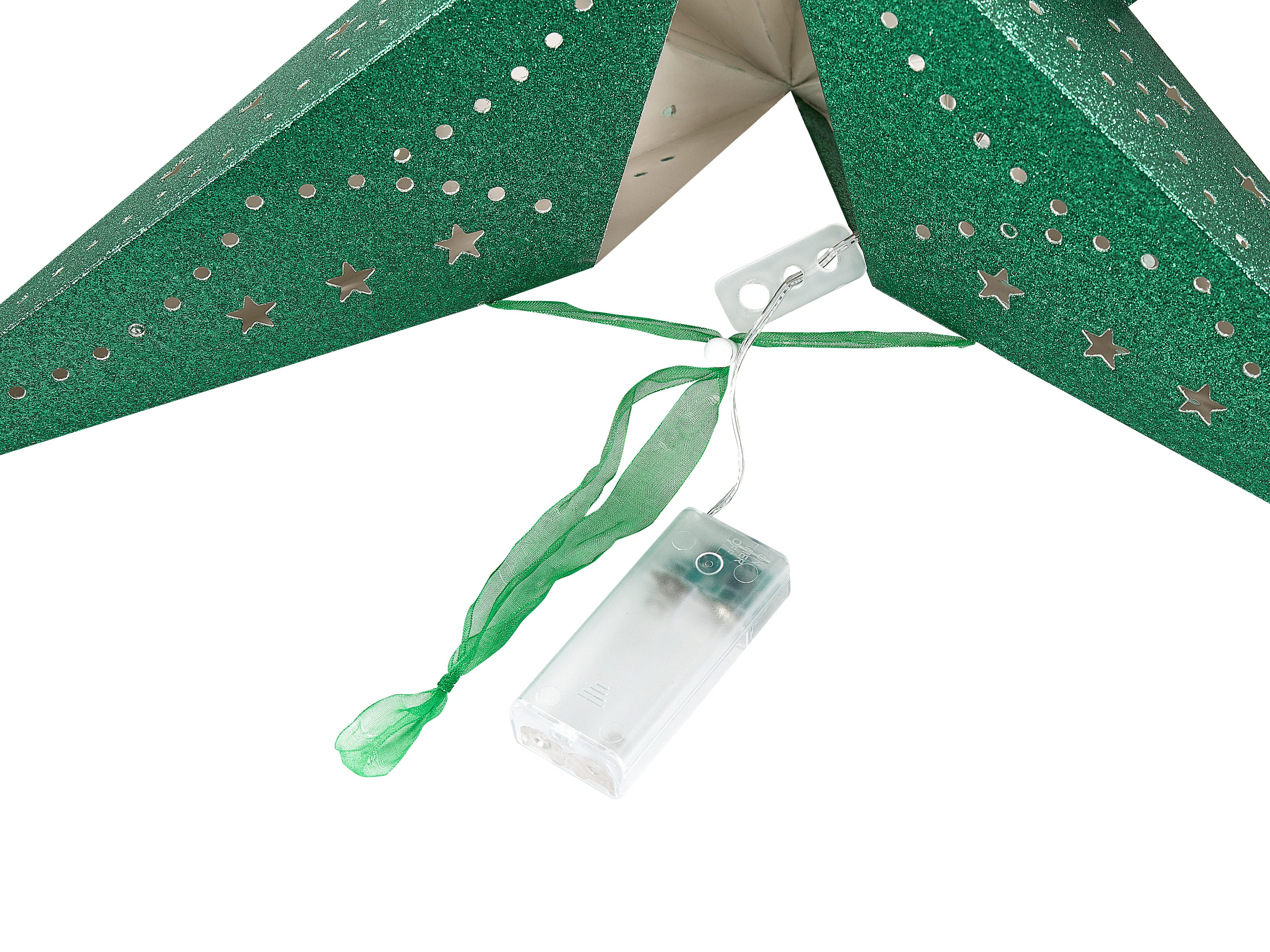 Set van 2 hangende decoraties LED MOTTI Ster 45 cm Smaragdgroen
