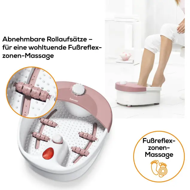FB 20 Fusssprudelbad Spa Fussbad mit Vibrationsmassage (63605) - Weiss / Rosa