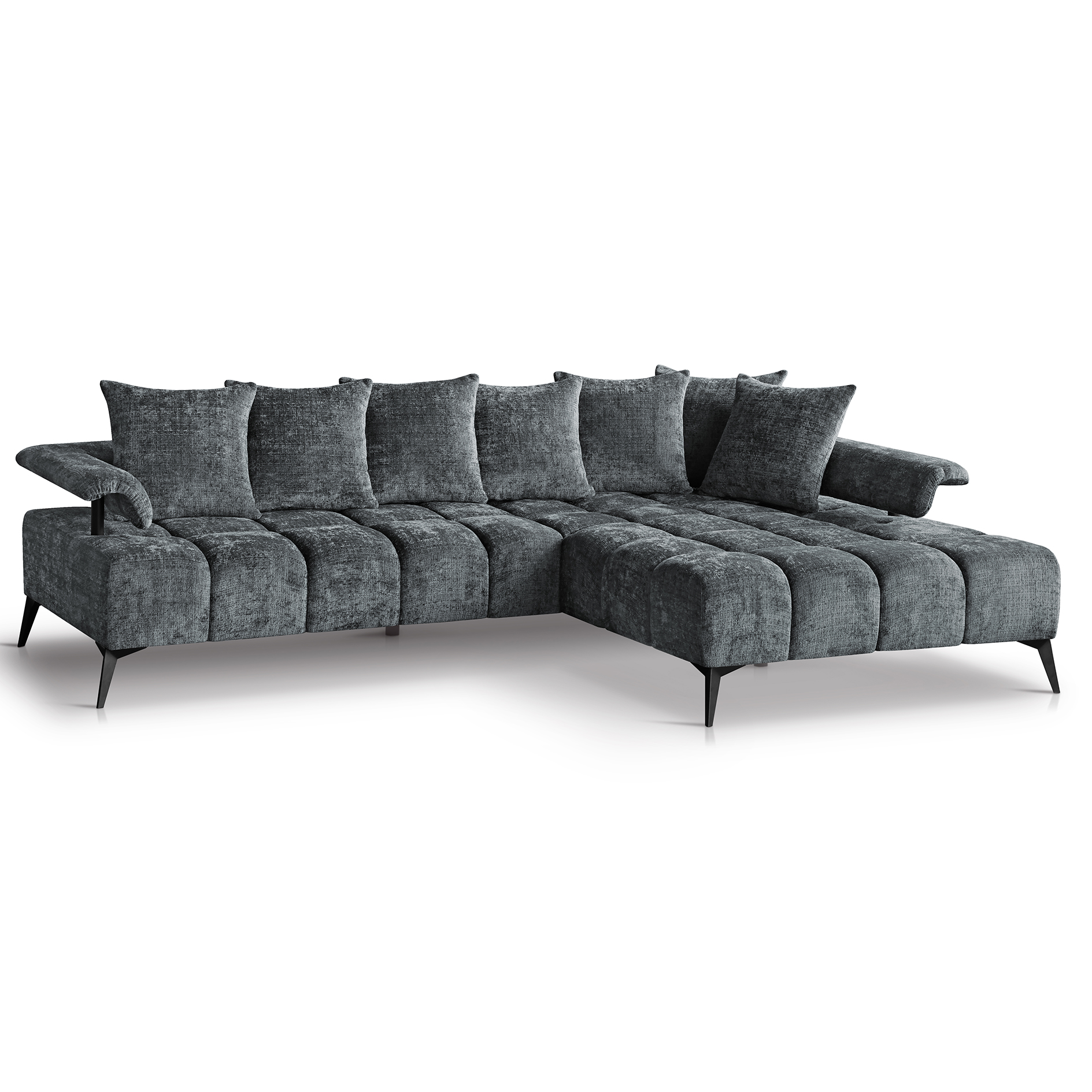 Ecksofa - grau - Ottomane rechts