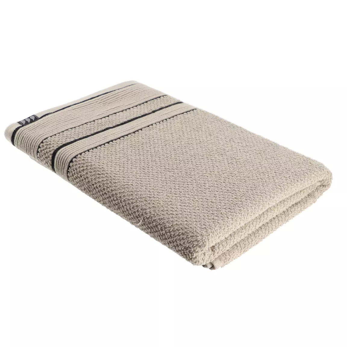 Serviette de bain coton (70 x 130 cm) Black Line Gris ficelle / noir