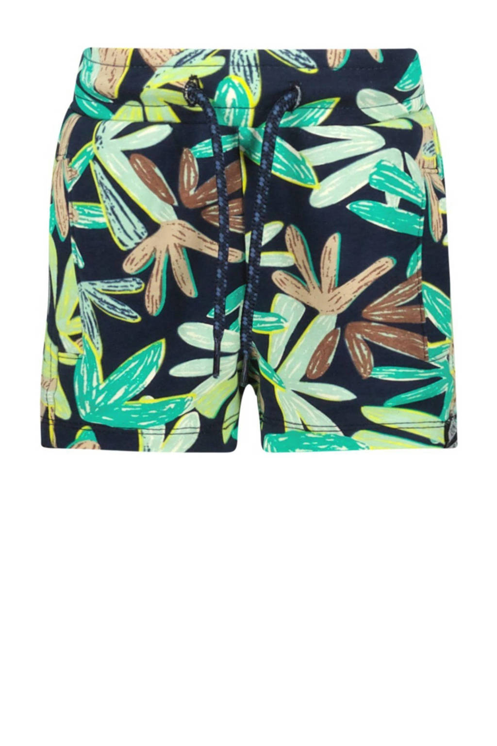 B.Nosy sweatshort met bladprint donkerblauw/groen